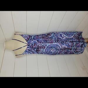 NWOT Boutique Sew in Love Small Purple blue & white stretchy midi dress